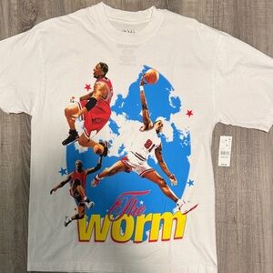 White Graphic Tee with Basketball Print